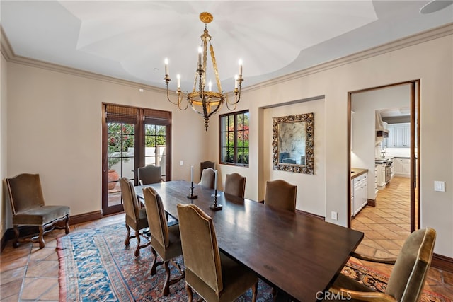 1 Overlook Dr, Ladera Ranch, CA 92694 - dining space with a chandelier and ornamental molding