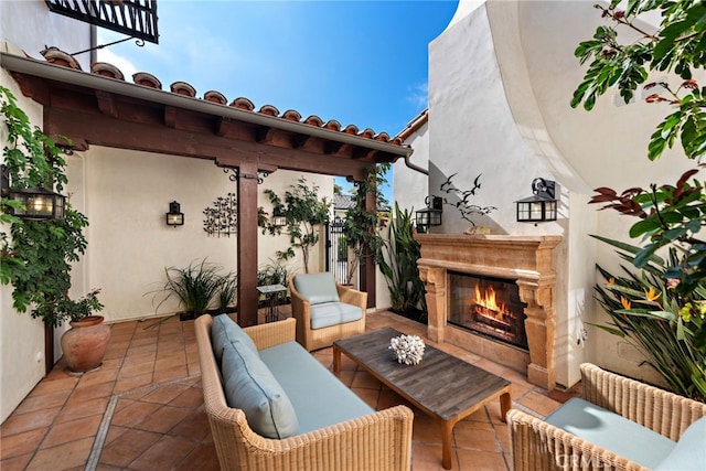 1 Overlook Dr, Ladera Ranch, CA 92694 - view of patio / terrace with an outdoor living space with a fireplace