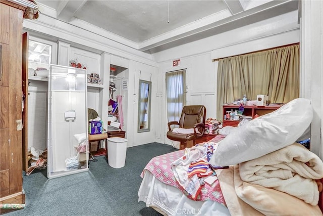 1470 W Adams Blvd, Los Angeles, CA 90007 - carpeted bedroom featuring beamed ceiling and crown molding