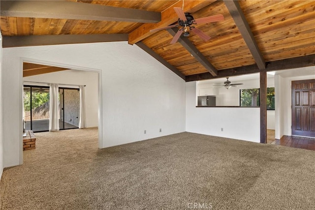 835 Madrone Ave, Chico, CA 95926 - unfurnished living room featuring a ceiling fan, carpet floors, and wooden ceiling