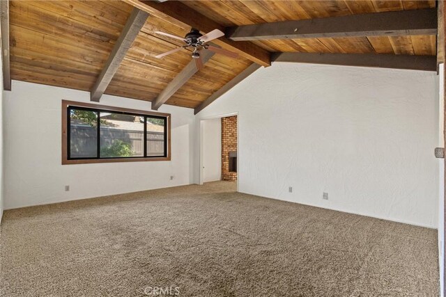 835 Madrone Ave, Chico, CA 95926 - carpeted empty room featuring ceiling fan, wooden ceiling, and a fireplace