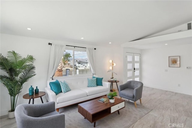 845 W Gateway Dr, Palm Springs, CA 92262 - living area featuring light marble finish flooring and recessed lighting
