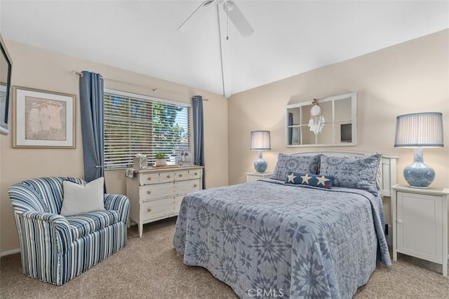 239 Via Presa, San Clemente, CA 92672 - bedroom with carpet, lofted ceiling, and a ceiling fan