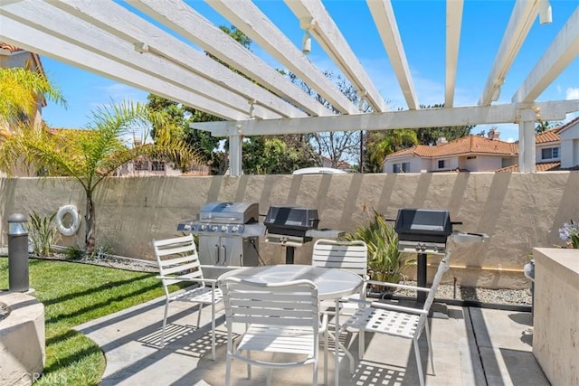 239 Via Presa, San Clemente, CA 92672 - fenced backyard with outdoor dining space, a patio area, a pergola, and area for grilling