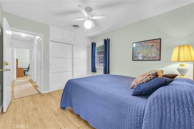 506 Geneva Ave, Claremont, CA 91711 - bedroom featuring light wood finished floors, a closet, and ceiling fan