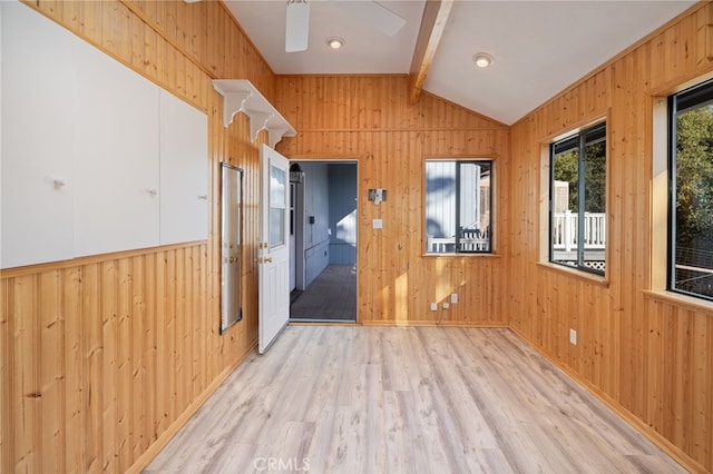 50128 Deer Meadow Way, Oakhurst, CA 93644 - spare room featuring wooden walls, light wood-style floors, and ceiling fan