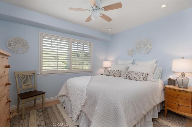 1939 Circle Dr, Cayucos, CA 93430 - bedroom featuring wood finished floors, recessed lighting, and a ceiling fan