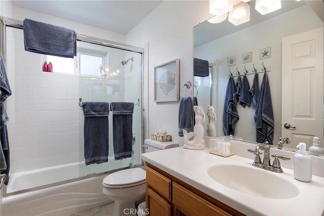 1939 Circle Dr, Cayucos, CA 93430 - bathroom with vanity, shower / bath combination with glass door, and tile patterned floors