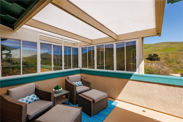 1939 Circle Dr, Cayucos, CA 93430 - view of patio / terrace featuring a mountain view and a sunroom