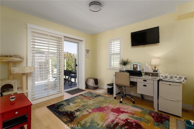 1939 Circle Dr, Cayucos, CA 93430 - office area featuring light wood-style floors and baseboards