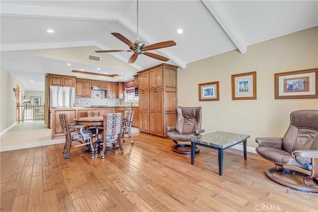 20002 Tomlee Ave, Torrance, CA 90503 - dining area with ceiling fan, light wood finished floors, and recessed lighting