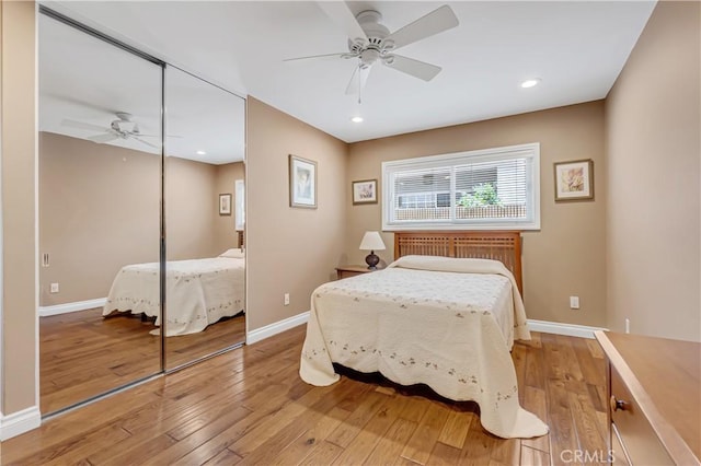 20002 Tomlee Ave, Torrance, CA 90503 - bedroom with light wood finished floors, a closet, ceiling fan, and recessed lighting