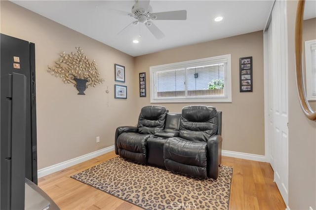 20002 Tomlee Ave, Torrance, CA 90503 - sitting room featuring a ceiling fan, light wood-style flooring, and recessed lighting