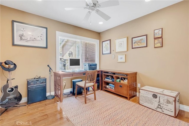 20002 Tomlee Ave, Torrance, CA 90503 - office area with a ceiling fan, wood finished floors, and recessed lighting