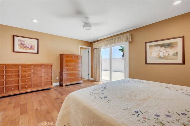20002 Tomlee Ave, Torrance, CA 90503 - bedroom featuring access to exterior, wood finished floors, recessed lighting, and ceiling fan