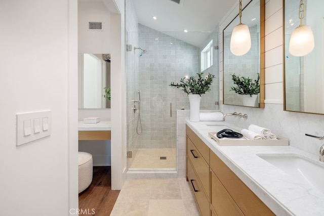 1933 Port Bristol Cir, Newport Beach, CA 92660 - bathroom with a shower stall and double vanity