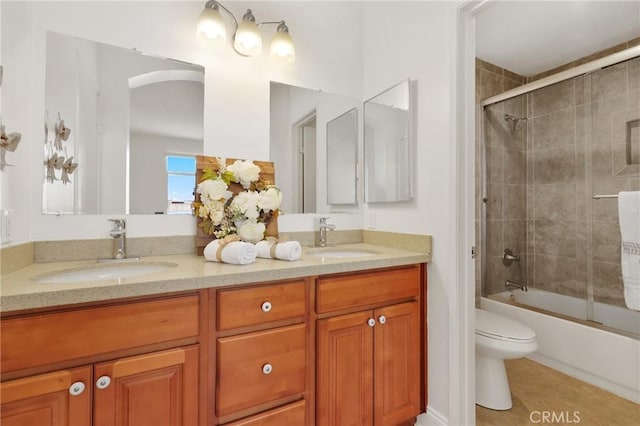 30902 Clubhouse Dr Unit 17A, Laguna Niguel, CA 92677 - bathroom featuring double vanity, bath / shower combo with glass door, and tile patterned floors