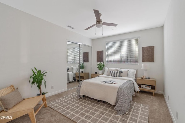 5907 Cantaloupe Ave, Valley Glen, CA 91401 - bedroom featuring light carpet, ceiling fan, and a closet