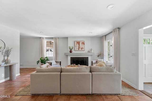 5907 Cantaloupe Ave, Valley Glen, CA 91401 - living room featuring a fireplace, recessed lighting, and tile patterned floors