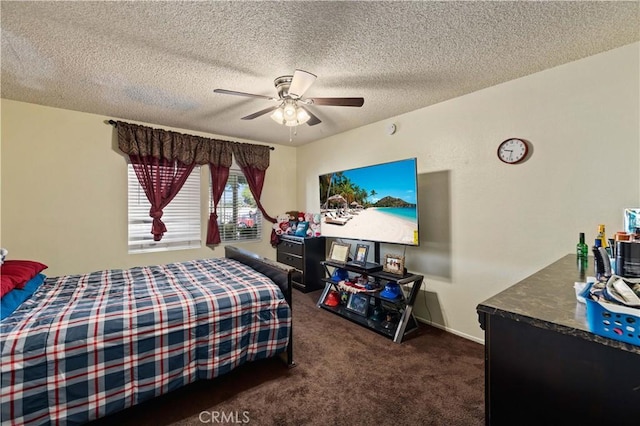 37158 29th St E, Palmdale, CA 93550 - bedroom with carpet floors, a textured ceiling, and ceiling fan