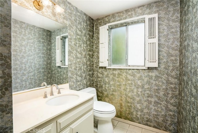 448 Via El Chico, Redondo Beach, CA 90277 - half bathroom featuring tile patterned flooring, vanity, and wallpapered walls