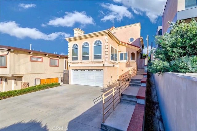 1742 Hanscom Dr, South Pasadena, CA 91030 - view of property with driveway, a chimney, a garage, and stucco siding