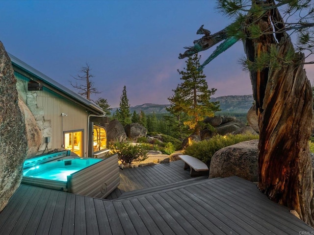 1082 Mountain Canary Dr, South Lake Tahoe, CA 96150 - wooden deck with a covered hot tub