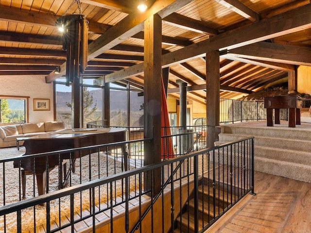 1082 Mountain Canary Dr, South Lake Tahoe, CA 96150 - hall with wooden ceiling and wood finished floors