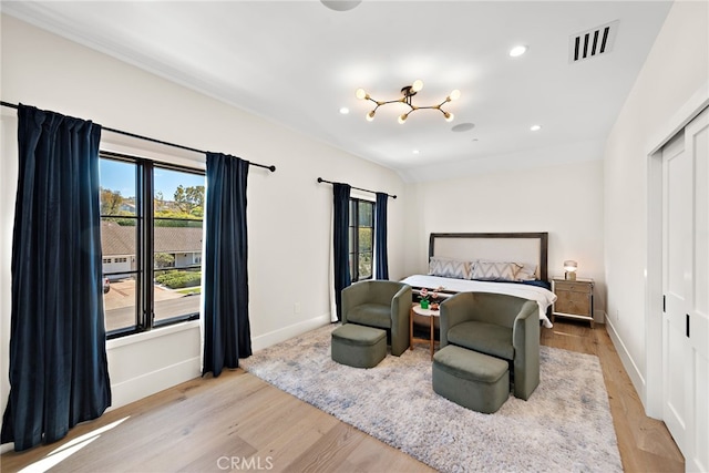1963 Port Edward Pl, Newport Beach, CA 92660 - bedroom featuring multiple windows, light wood-type flooring, recessed lighting, and a closet