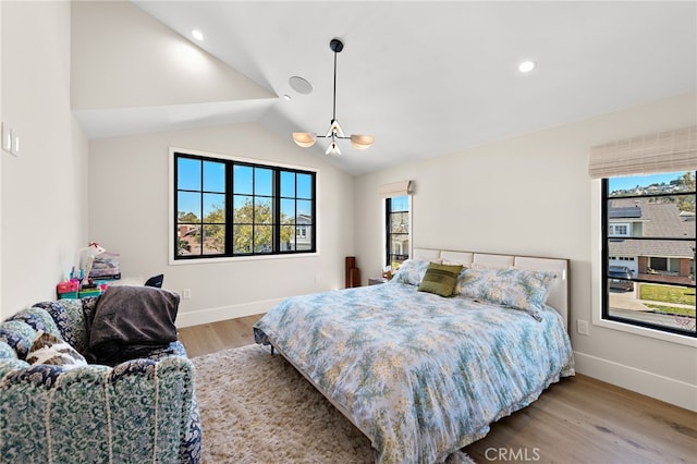 1963 Port Edward Pl, Newport Beach, CA 92660 - bedroom featuring light wood finished floors, lofted ceiling, and a chandelier
