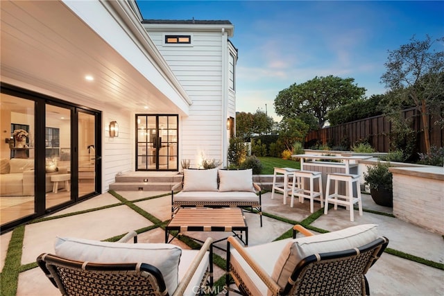 1963 Port Edward Pl, Newport Beach, CA 92660 - view of patio / terrace with an outdoor living space and french doors