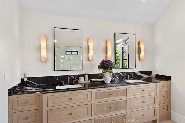 1963 Port Edward Pl, Newport Beach, CA 92660 - bathroom featuring double vanity and a shower