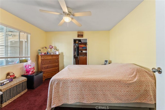 1504 Valaria Dr, Highland, CA 92346 - bedroom featuring carpet flooring, a ceiling fan, and a spacious closet
