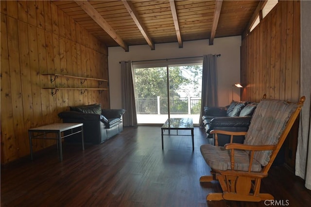 30607 Live Oak Dr, Running Springs, CA 92382 - living area featuring wooden ceiling, wood finished floors, and wood walls