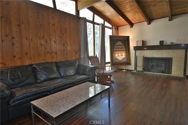 30607 Live Oak Dr, Running Springs, CA 92382 - living area with wood finished floors and wooden ceiling