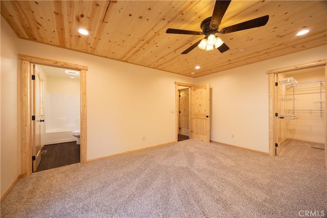 418 Los Angeles Ave, Sugarloaf, CA 92386 - unfurnished bedroom with recessed lighting, carpet floors, ensuite bathroom, wood ceiling, and a closet