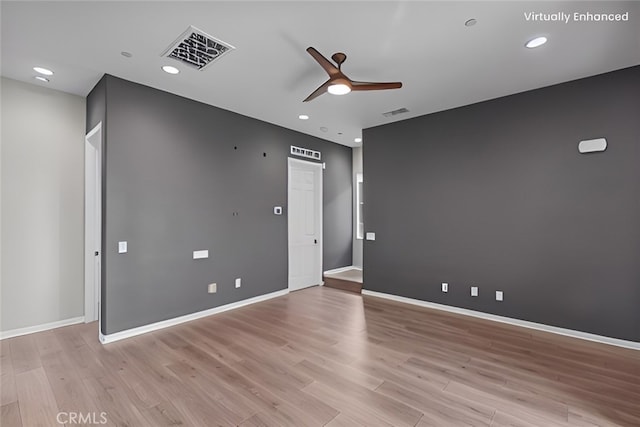 27422 Pioneer Ct, Valencia, CA 91381 - empty room with ceiling fan, light wood-style flooring, and recessed lighting