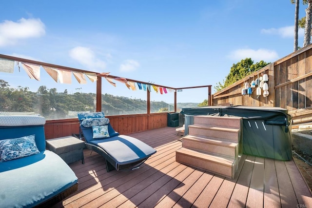 1592 Hawk View Dr, Encinitas, CA 92024 - wooden deck featuring a hot tub
