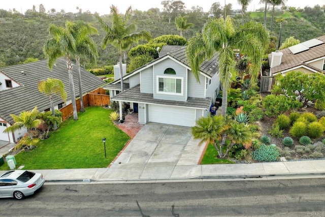 1592 Hawk View Dr, Encinitas, CA 92024 - view of front of house with an attached garage and concrete driveway