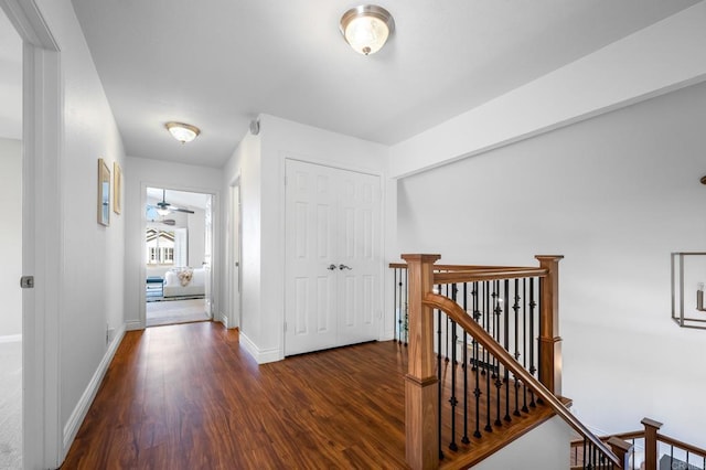 1592 Hawk View Dr, Encinitas, CA 92024 - hall featuring an upstairs landing and wood finished floors