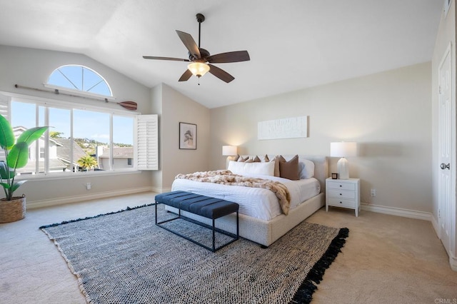 1592 Hawk View Dr, Encinitas, CA 92024 - carpeted bedroom featuring vaulted ceiling and ceiling fan