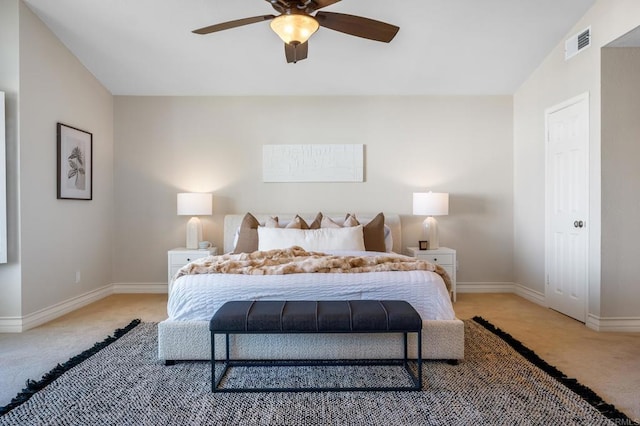 1592 Hawk View Dr, Encinitas, CA 92024 - carpeted bedroom featuring baseboards and a ceiling fan