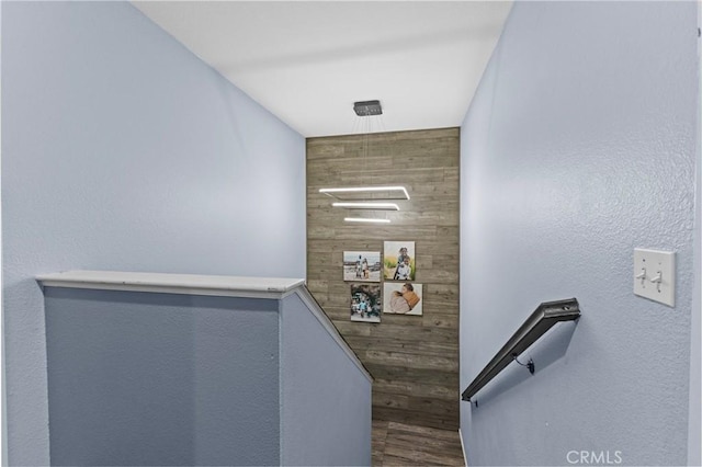 1142 Juniper Ct, San Jacinto, CA 92582 - stairs with wood walls