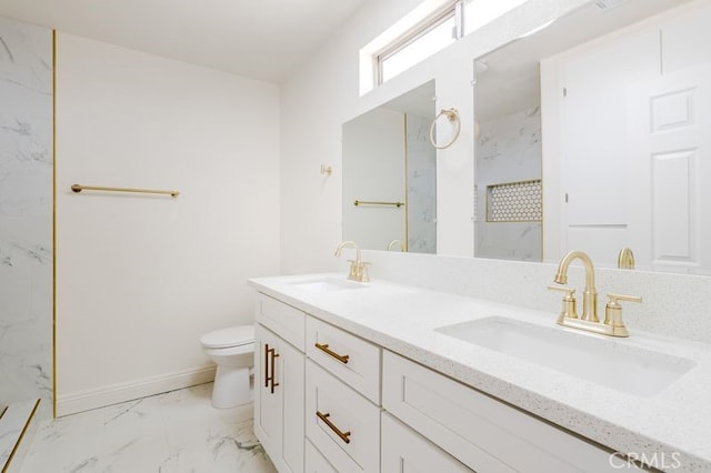 16233 Manzanita St, Hesperia, CA 92345 - bathroom with marble finish flooring, double vanity, and a marble finish shower