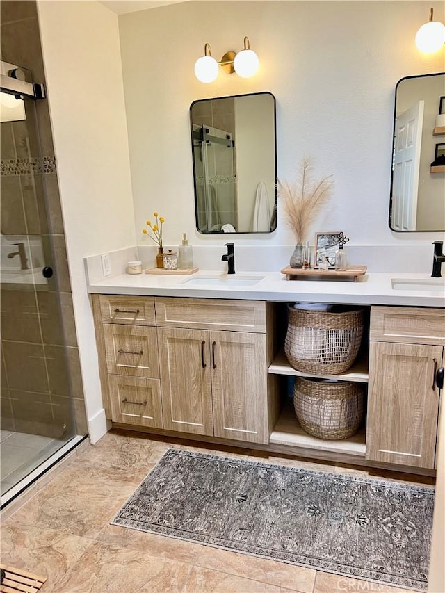 76376 Sweet Pea Way, Palm Desert, CA 92211 - bathroom featuring double vanity and a stall shower