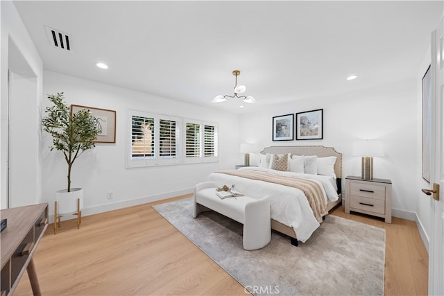 33 Winterfield Rd, Irvine, CA 92602 - bedroom with a chandelier, light wood-type flooring, and recessed lighting