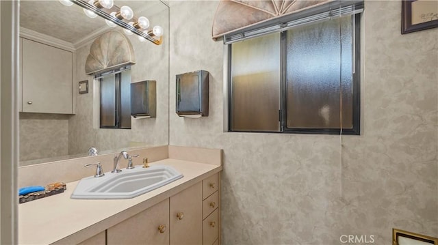 4968 Chapala Dr, Riverside, CA 92507 - bathroom featuring vanity and ornamental molding