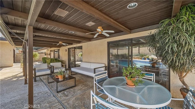 4968 Chapala Dr, Riverside, CA 92507 - view of patio / terrace featuring a ceiling fan and outdoor dining space