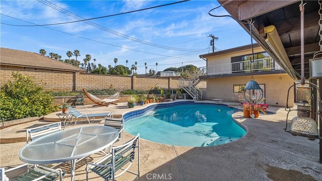 4968 Chapala Dr, Riverside, CA 92507 - view of pool with a patio, a fenced backyard, and stairs