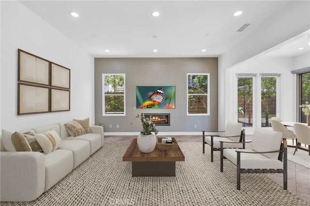 65 Rexford, Irvine, CA 92620 - living area featuring recessed lighting and a glass covered fireplace
